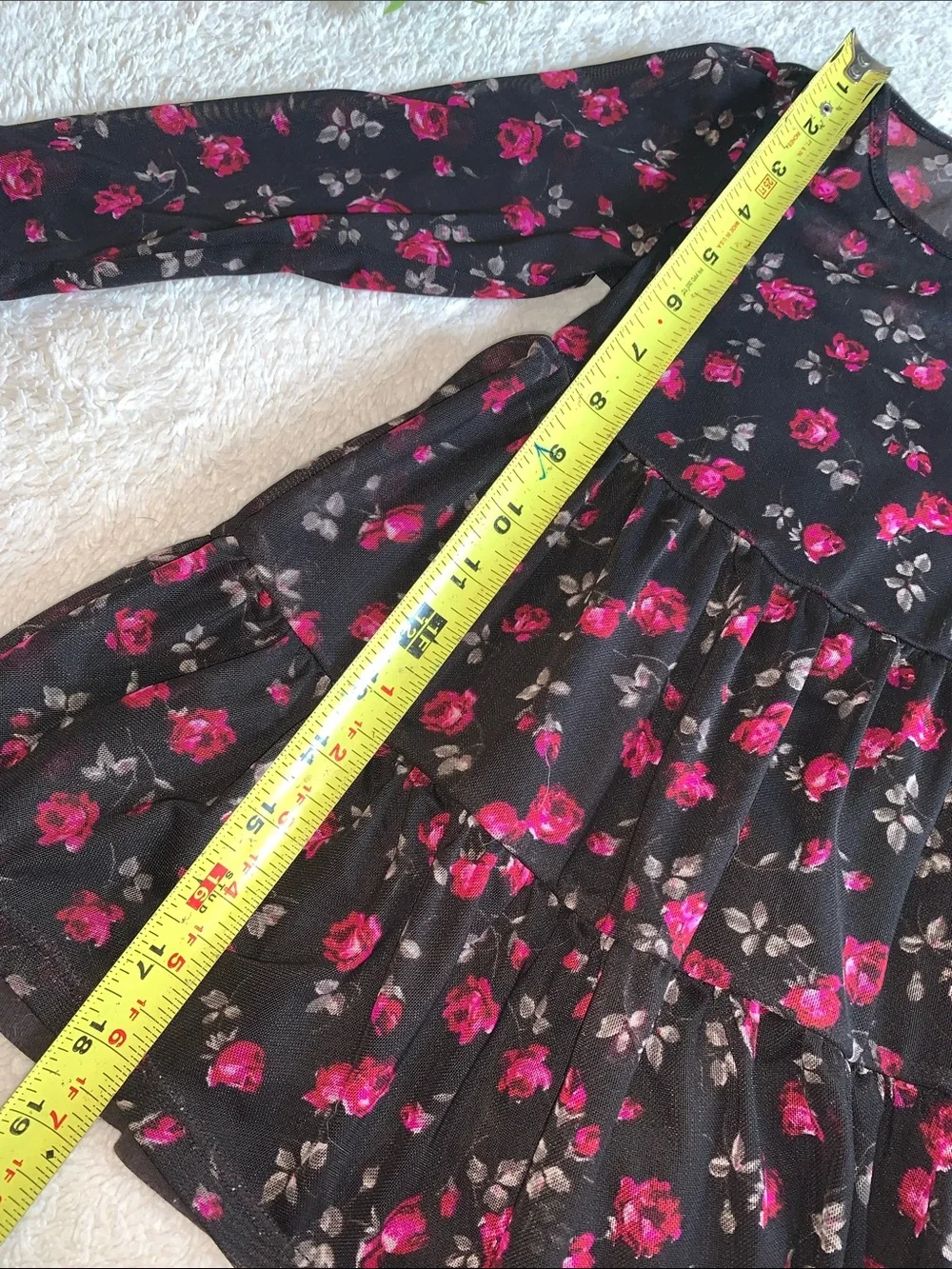 Gap Black Sheer Overlay Dress Roses 3 EUC